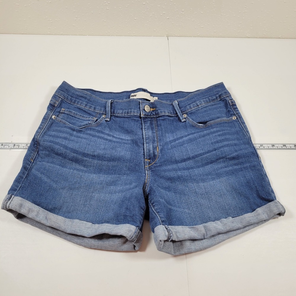 Levi's Denim Shorts Womens 31 Blue Excellent Cuffed Mid Rise Stretch 0908